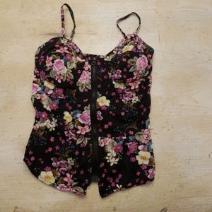Zip up floral tank top
